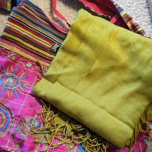 Vibrant Yellow Scarf with Fringe